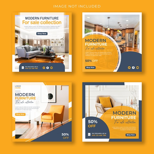 PSD modern furniture sale social media post and instagram design template