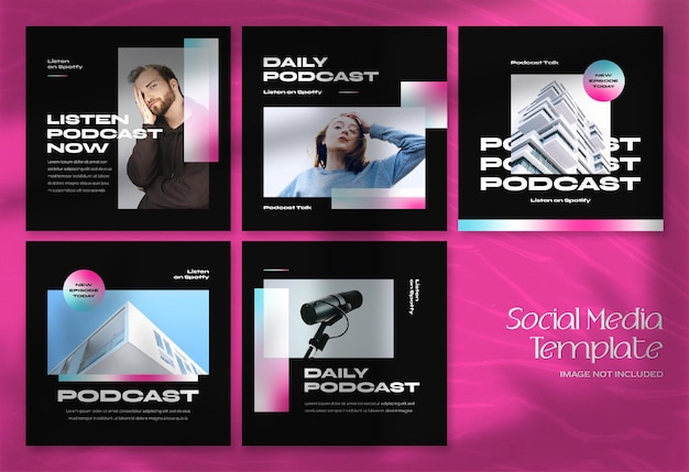 Modern Podcast social media banner and instagram post template