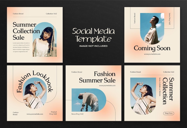PSD modern summer fashion social media banner and instagram post template