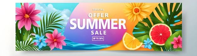 PSD modern summer sale web banner template