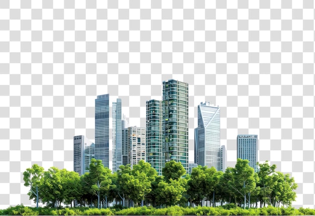 PSD modern urban skyline with greenery