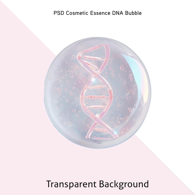 PSD molecule dna inside bubble on transparent background cosmetics skincare or human skin treatment