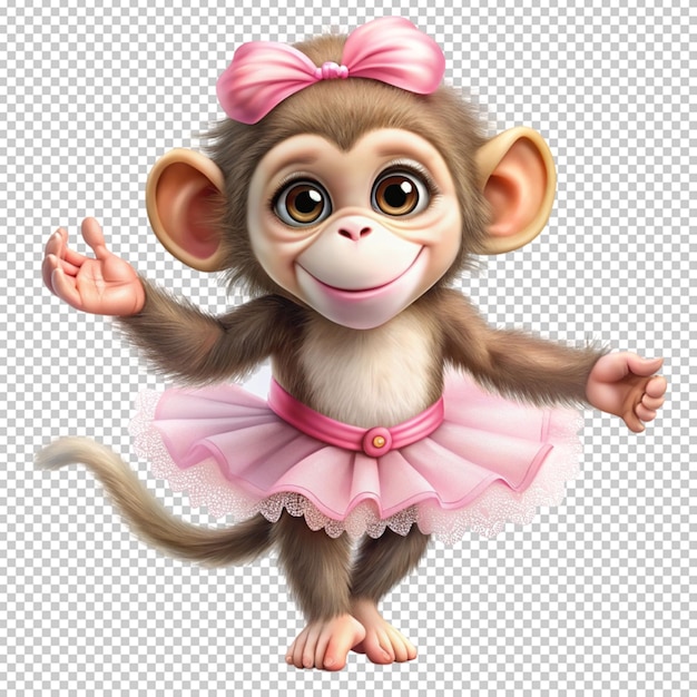 monkey wearing a dress on transperent back ground