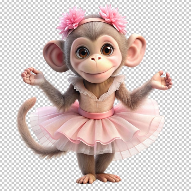 monkey wearing a dress on transperent back ground