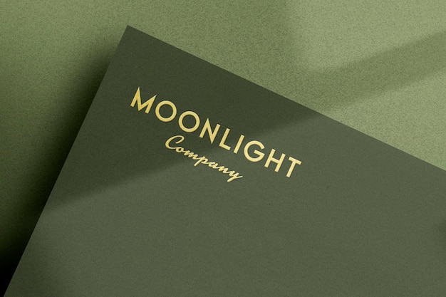 Moonlight Company Text and Green Paper Logo Mockup