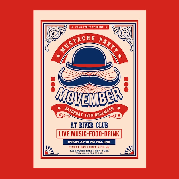 Movember Moustache Party Flyer