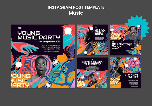 Music festival  instagram posts template