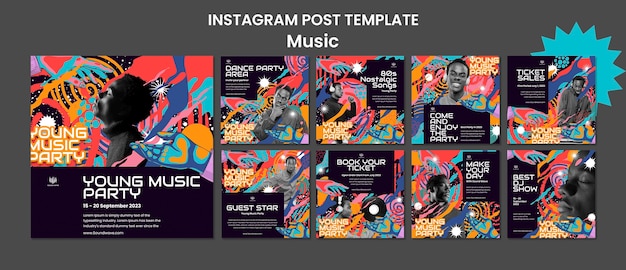 Music festival  instagram posts template