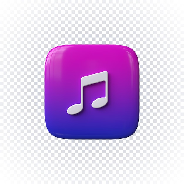 Music note icon 3d render isolated