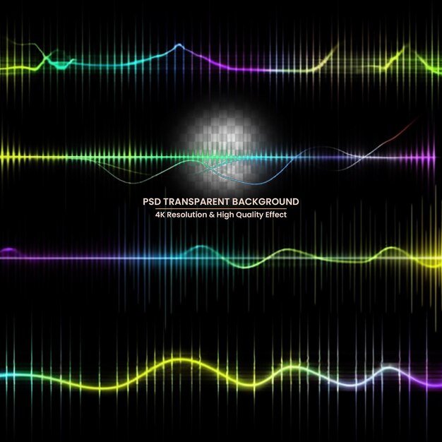 PSD music sound waves audio equalizer technology pulse musical transparent background