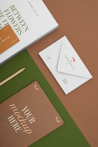 PSD muted colors stationery set mock-up design