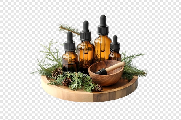 PSD natural essential oils and herbal medicine on a transparent background