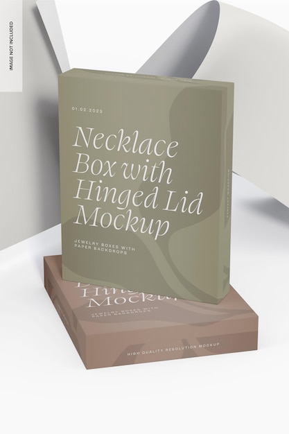 Necklace Boxes with Hinged Lid Mockup