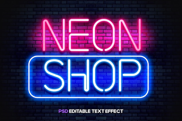 PSD neon glow text effect psd