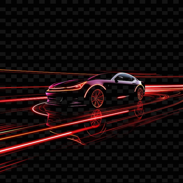 Neon Lines Car Speeding Red Streaked Neon Lines Tire Decorations Pointe Y2K Shapes PSD Gradients