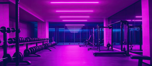 PSD neon lit fitness studio