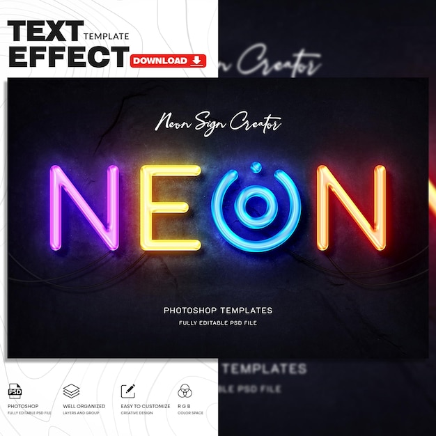 Neon Logo Maker PSD-sjabloon