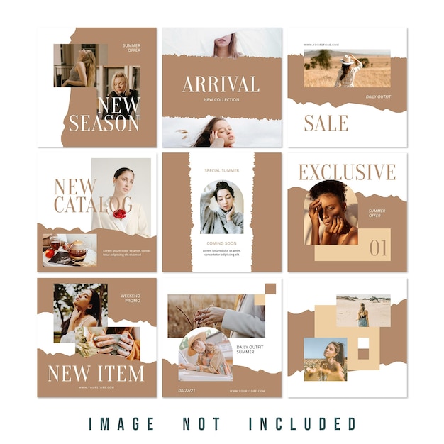 PSD new collection fashion sale instagram puzzle feed premium psd