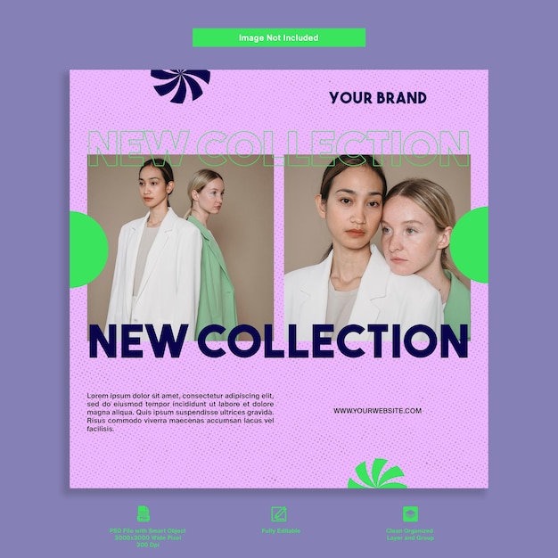 New Collection Purple fashion shop Instagram post premium template