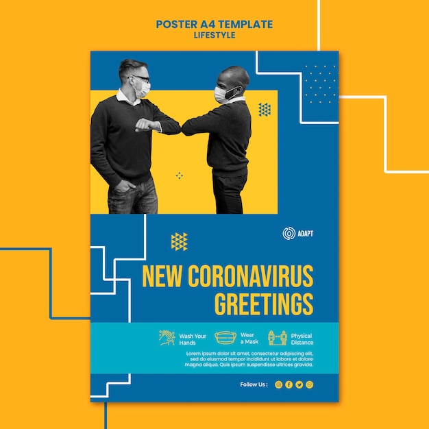 PSD new coronavirus greetings poster template