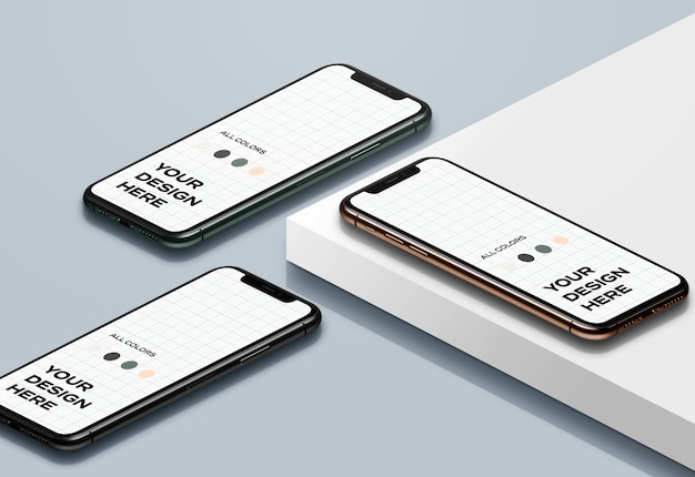 PSD new smartphones mockup facing up