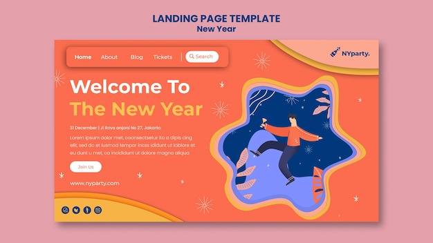 PSD new year concept landing page template