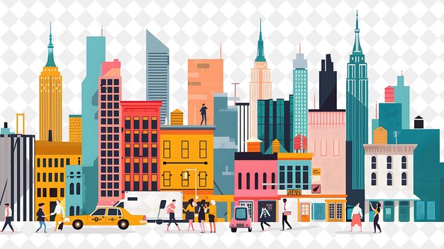 PSD new york city with characters having a rooftop party design people life style flat illustration