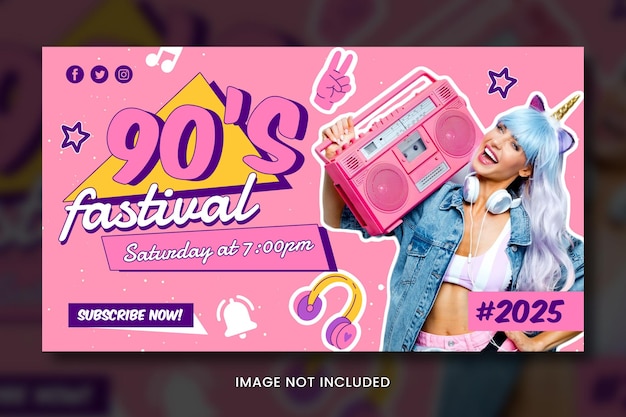 PSD night party poster 90s design youtube thumbnail