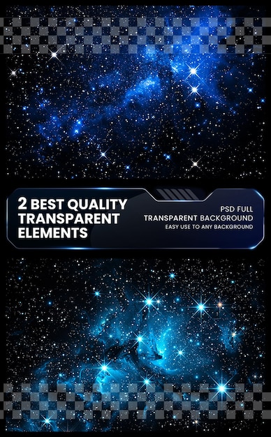 PSD night shining starry sky blue space with on transparent background