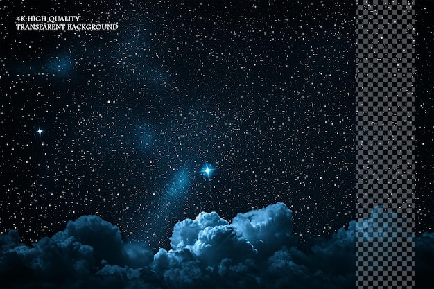 PSD night sky with stars and clouds shot enjoy the celestial view on a transparent background