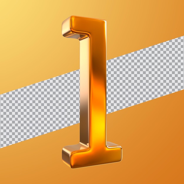 PSD number 1 golden style 3d render