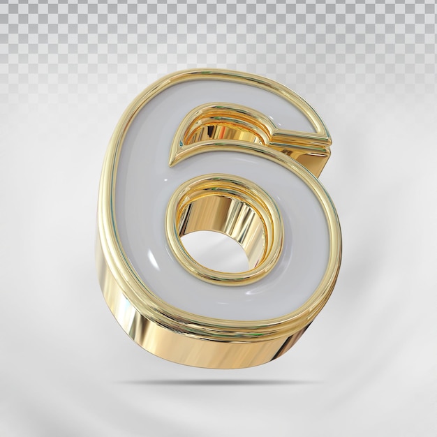 PSD number 6 gold luxury 3d rendering