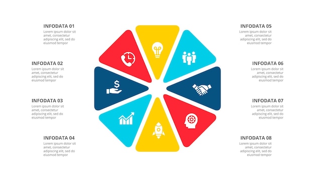 Octagon infographic diagram Template for cycle business presentation with 8 processes
