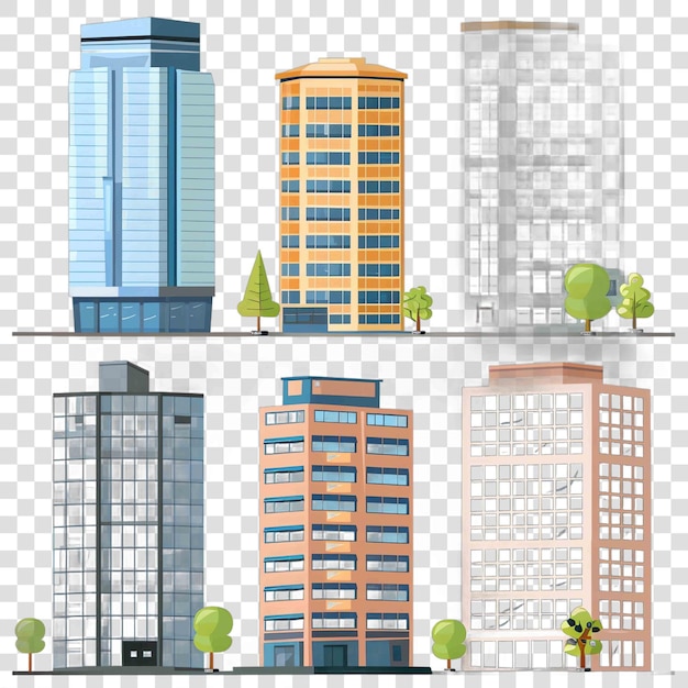 PSD office buildings transparent background vector element