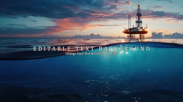 PSD oil rig at sunset underwater view