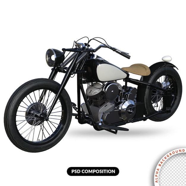 PSD old street bike 3d rendeirng premium psd