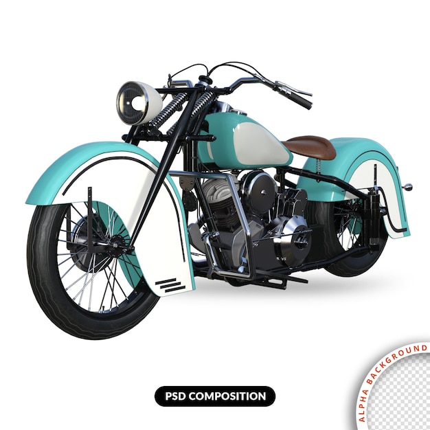 PSD old street bike 3d rendeirng premium psd