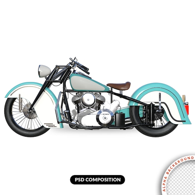 PSD old street bike 3d rendeirng premium psd