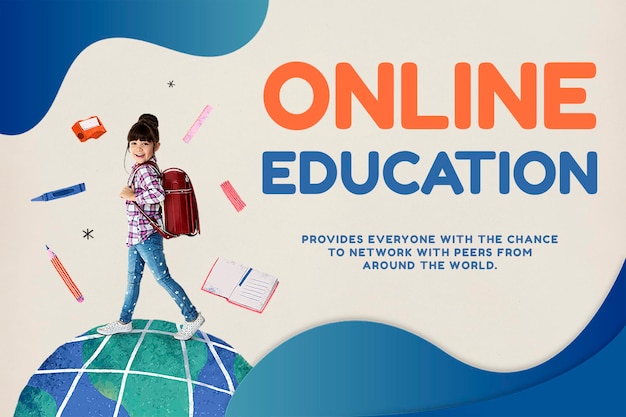 PSD online education template psd future technology