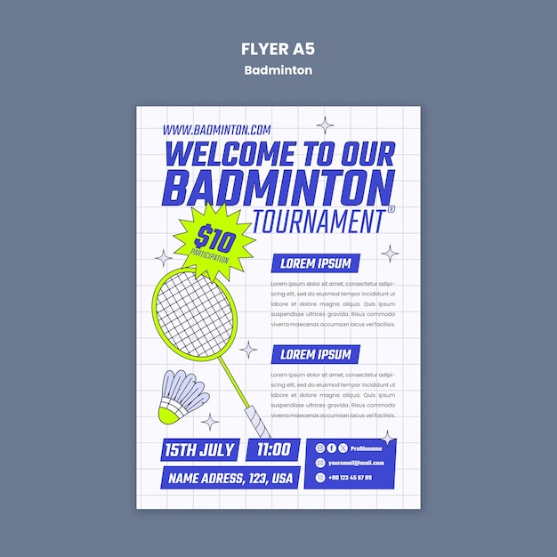 PSD ontwerp van een badminton sjabloon