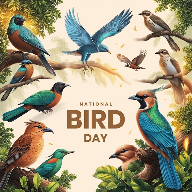 PSD ontwerp van een psd-sjabloon voor de viering van de nationale vogeldag