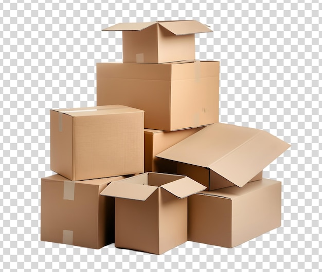 PSD open cardboard boxes on a transparent background