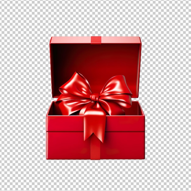 PSD open empty red gift box isolated on transparent background