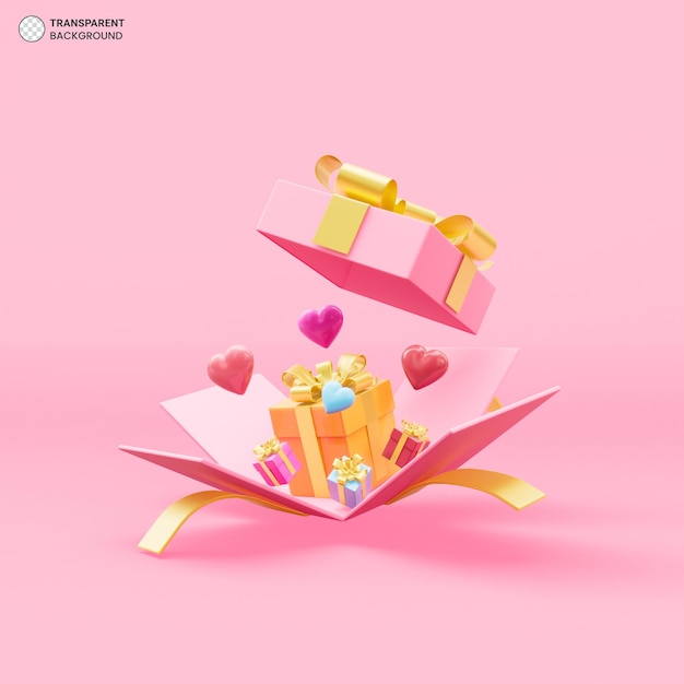 PSD open gift box gift icon 3d render illustration