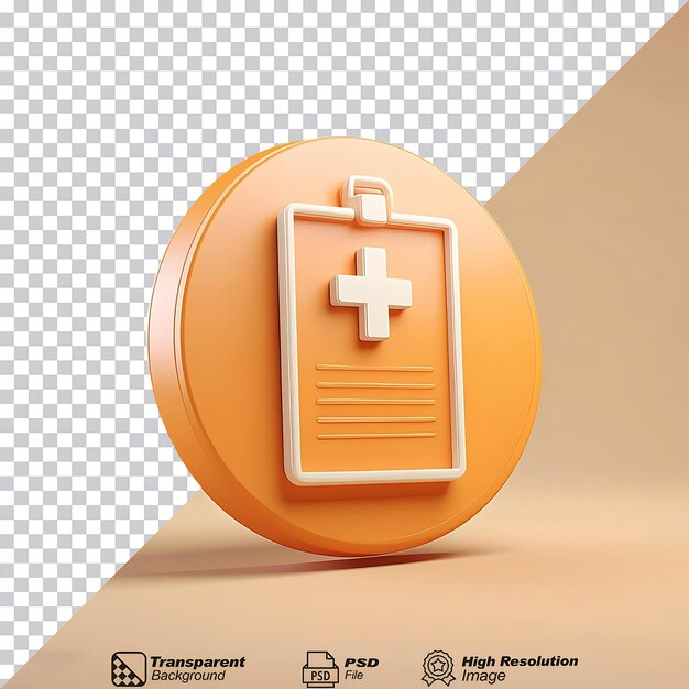 Orange Medical Record Icon isolated on transparent background