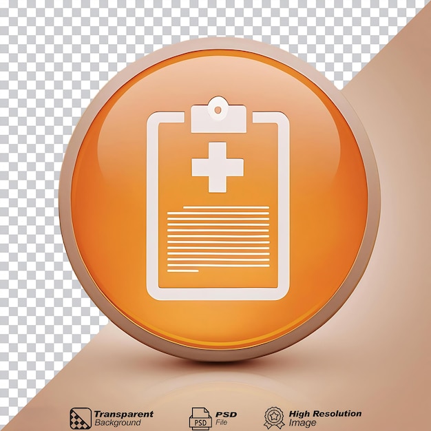 Orange Round Medical Record Icon isolated on transparent background