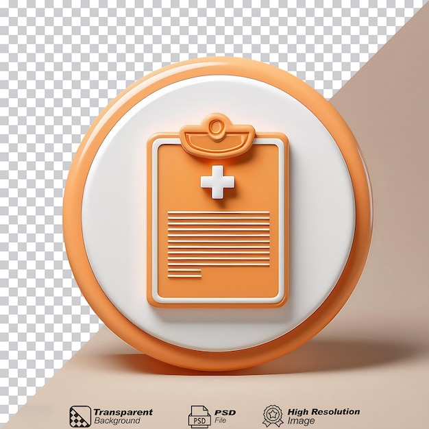 Orange White Round Medical Record Icon isolated on transparent background