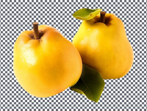 PSD pair of fresh quince fruit isolated on the transparent background