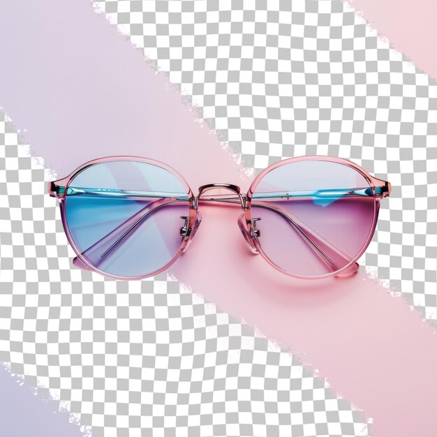 PSD a pair of pink glasses with a purple frame and pink glasses