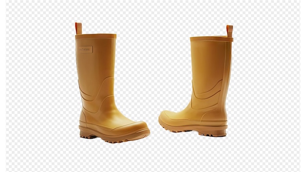 PSD a pair of rubber boots with a brown sole